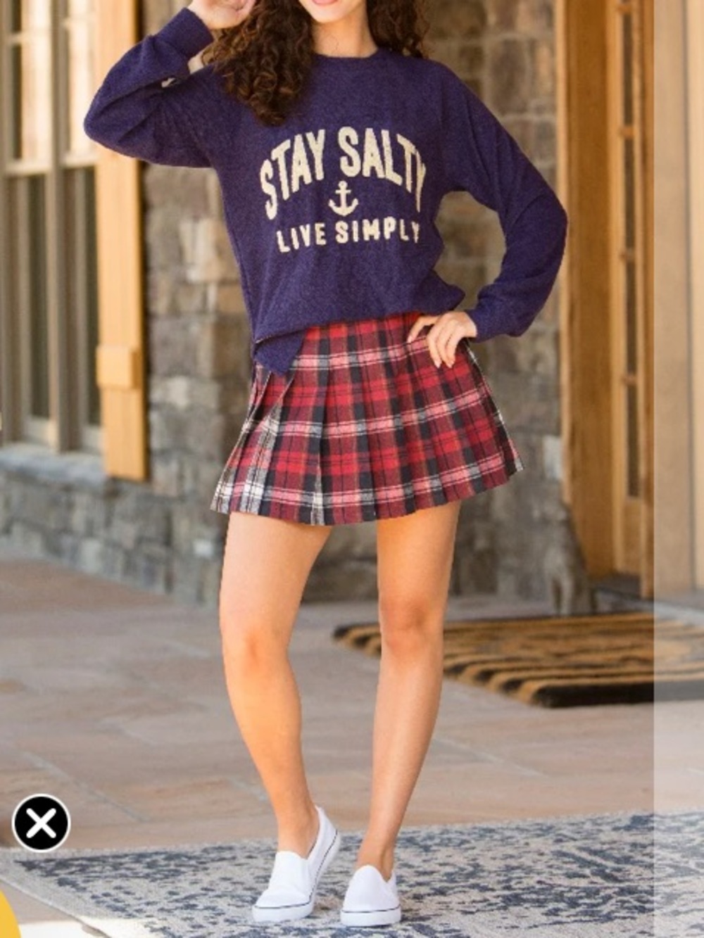 SIMPLY SOUTHERN Large STAY SALTY Terry Crew LONG SLEEVE SWEATSHIRT Navy Nautical - Picture 2 of 6